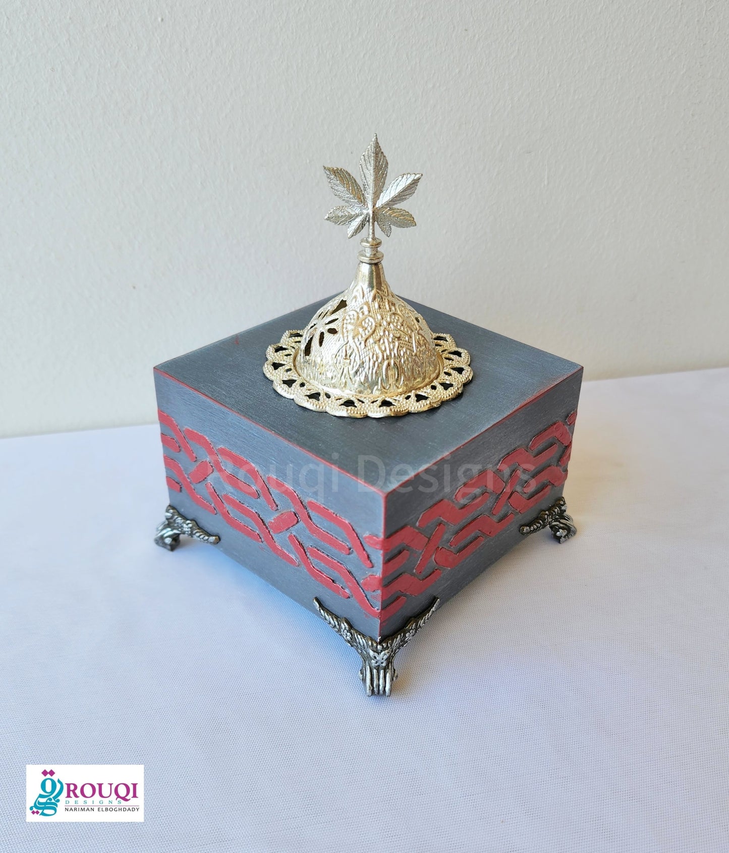 Grey with Metallic Red